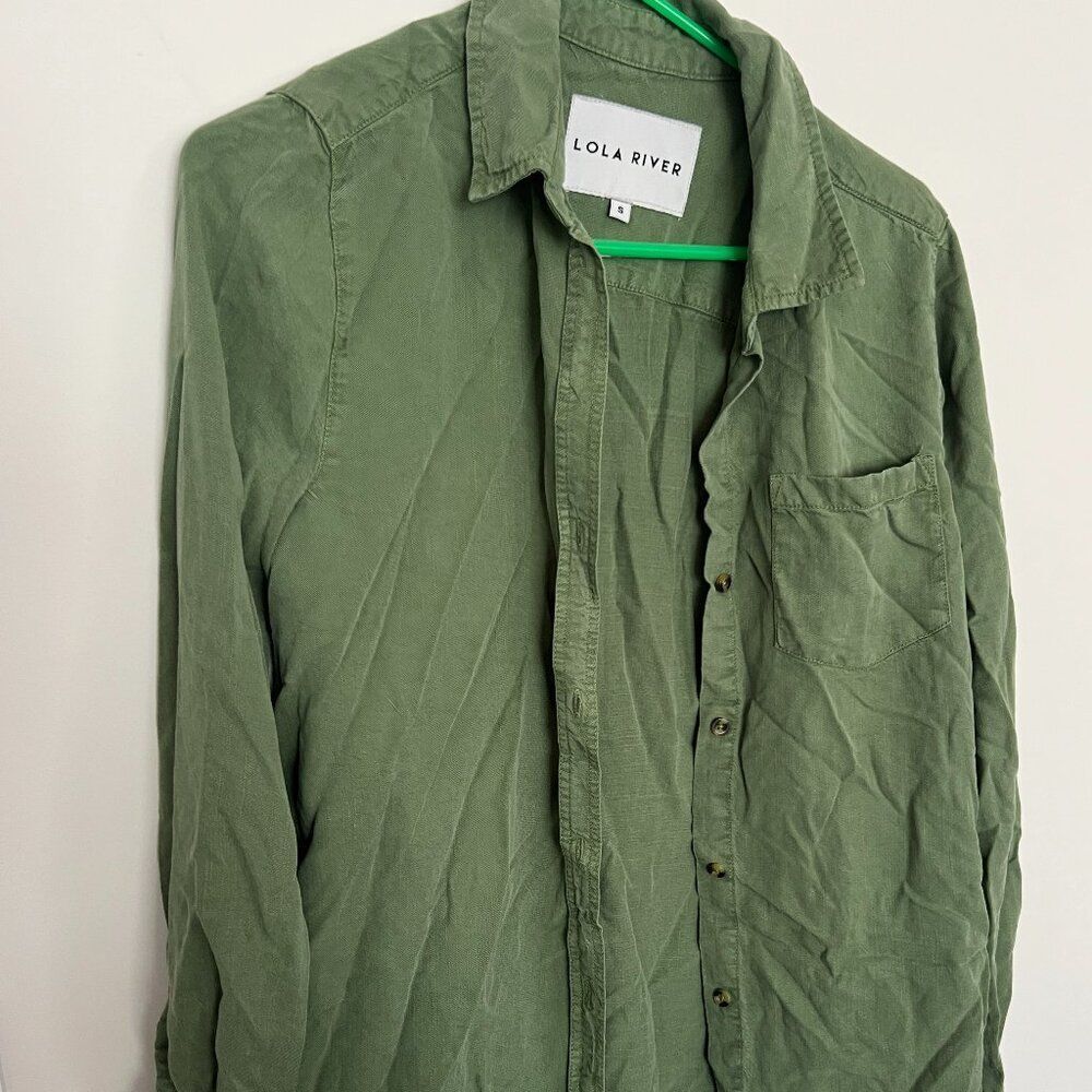 Lola River green‎ button down shirt small